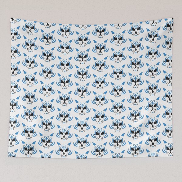 Artikelvorschau, Kitsune-Gesicht - Blau entworfen und verkauft von Art By The Coco.