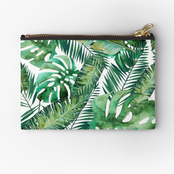 Monstera Banana Palm Leaf Zipper Pouch