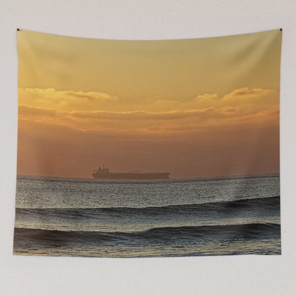 Item preview, Sunset Seascape Waves Cargo Ship designed and sold by Anna Lemos.