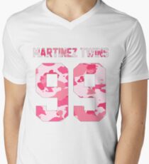 Martinez Twins - Pink Camo Men's V-Neck T-Shirt