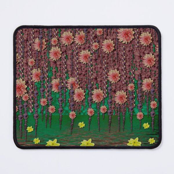 Item preview, floral vines over lotus pond in meditative tropical style designed and sold by Pepita Selles.