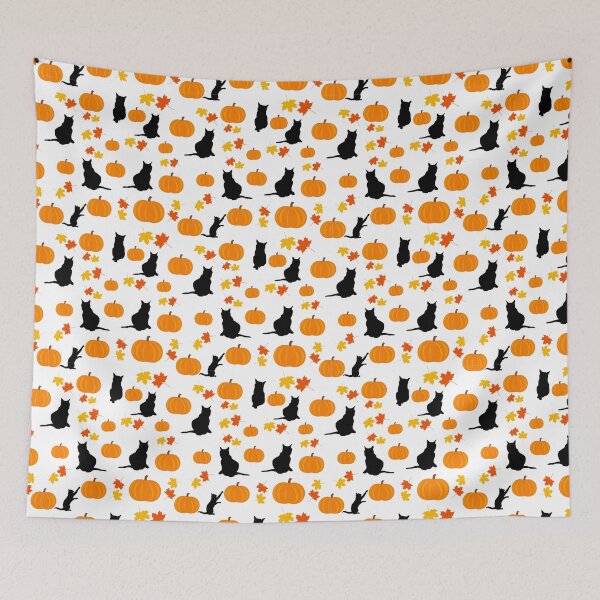Item preview, Black Cats, Pumpkins, and Fall Leaves Pattern designed and sold by catladyjoy.