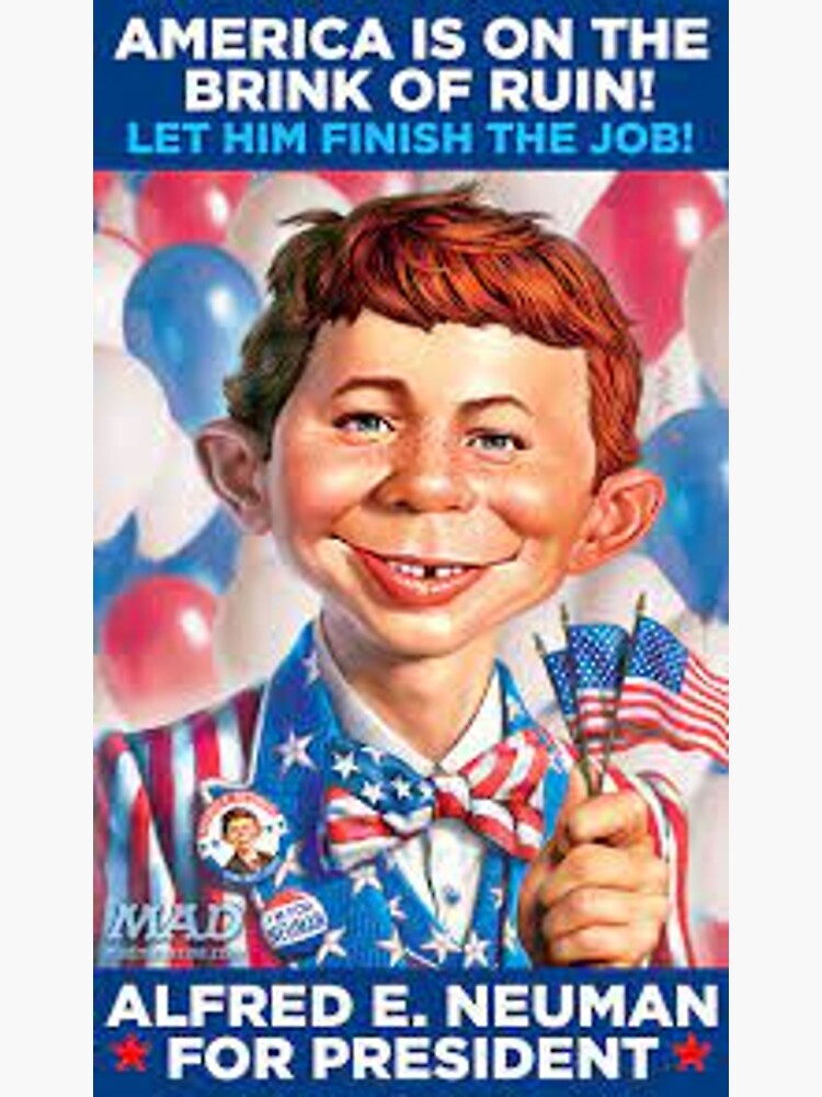 “Alfred E. Neuman for President” Sticker for Sale by ksp62562 | Redbubble