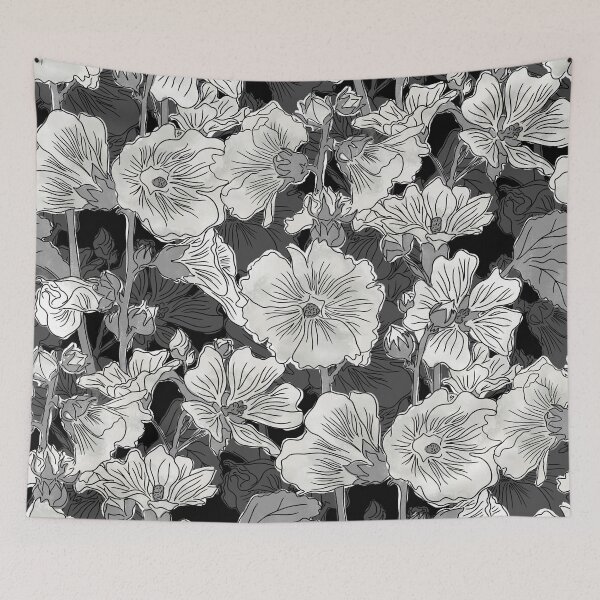 Item preview, Black and White Alcea Rosea designed and sold by Carolina Diaz.