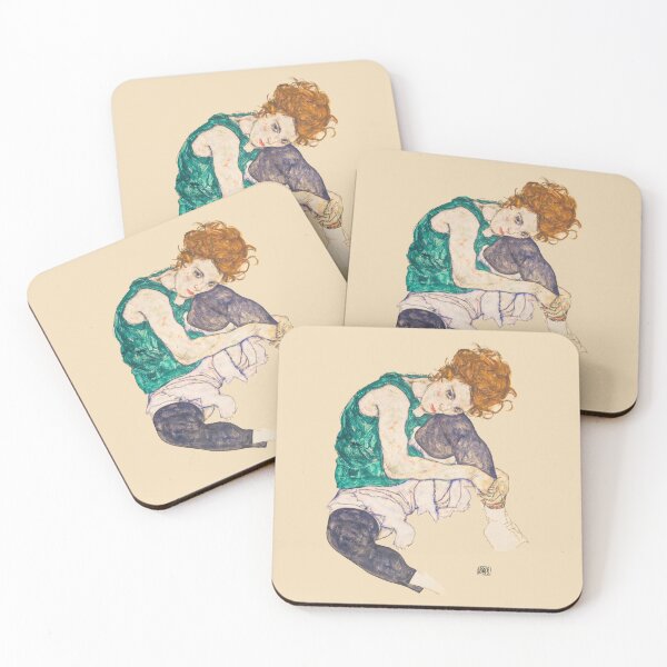 Item preview, Seated Woman by Egon Schiele -Portrait of Edith Schiele, the artist's wife-Seated Woman with Bent Knee designed and sold by TeeARTHY.