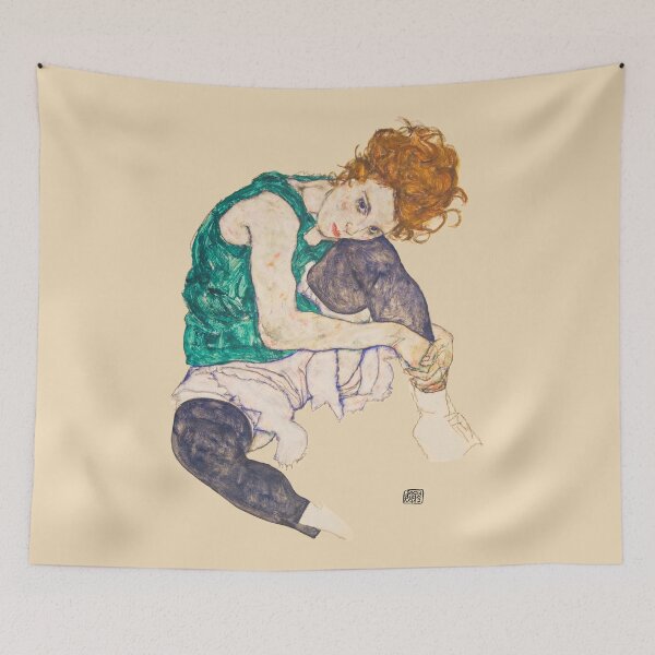 Artikelvorschau, Sitzende Frau von Egon Schiele – Porträt von Edith Schiele, der Frau des Künstlers – Sitzende Frau mit gebeugtem Knie entworfen und verkauft von TeeARTHY.