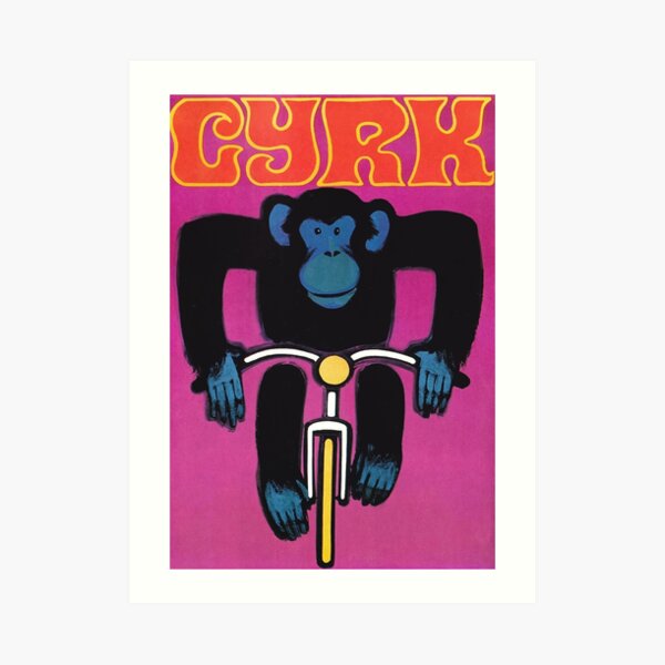 1968 Cyrk Cycling Chimpanzee Polish Circus Poster Art Print