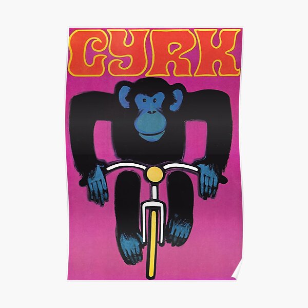 1968 Cyrk Cycling Chimpanzee Polish Circus Poster Poster