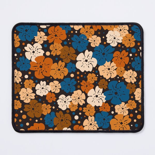 Item preview, Burnt orange and deep blue flowers with dots designed and sold by Natural-Avenue.