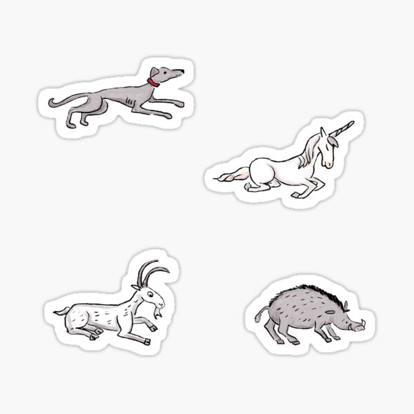 Medieval Animals Mille Fleurs Pattern with Parchment Background Sticker