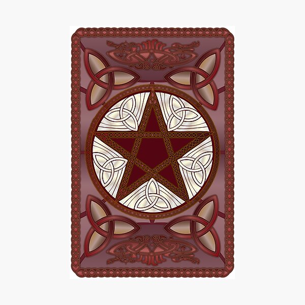Pentagram rojo, Triquatras y Celtic Knot-Work # 1 Lámina fotográfica