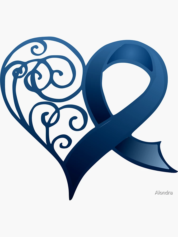 Decorative Heart with Blue Ribbon Sticker for Sale by Alondra