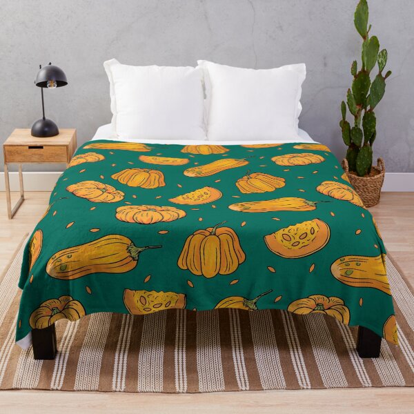 Item preview, Pattern with different pumpkin and seeds on green emerald background designed and sold by hmorena.
