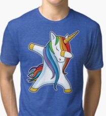 Dabbing Unicorn Shirt Cute Funny Unicorns T shirt Gifts for Kids Girls Boys Women Men Tri-blend T-Shirt