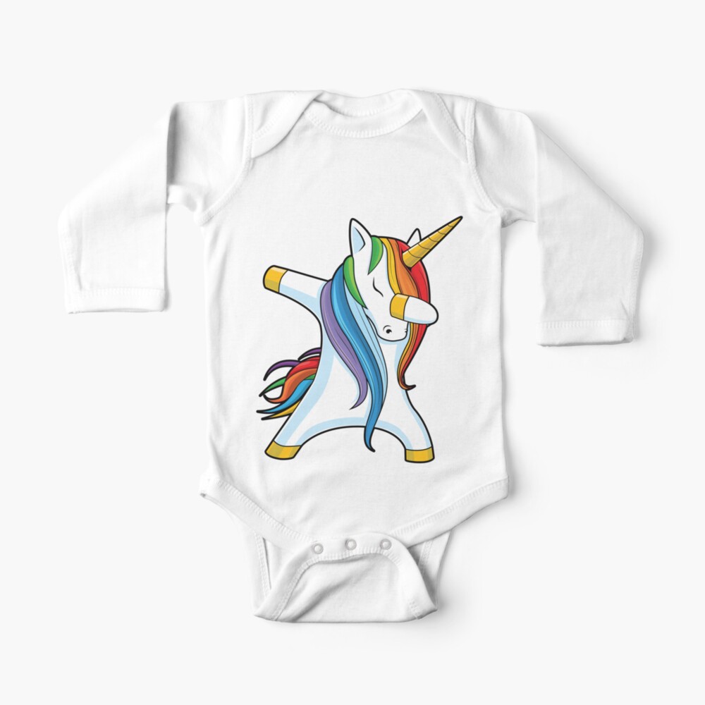 Kids Boys Girls Dabbing Unicorn T-Shirt 