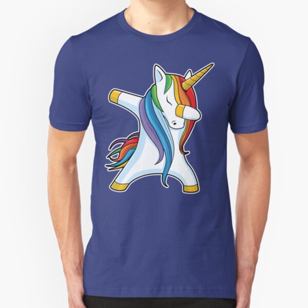 Dabbing Unicorn Shirt Cute Funny Unicorns T shirt Gifts for Kids Girls Boys Women Men Slim Fit T-Shirt