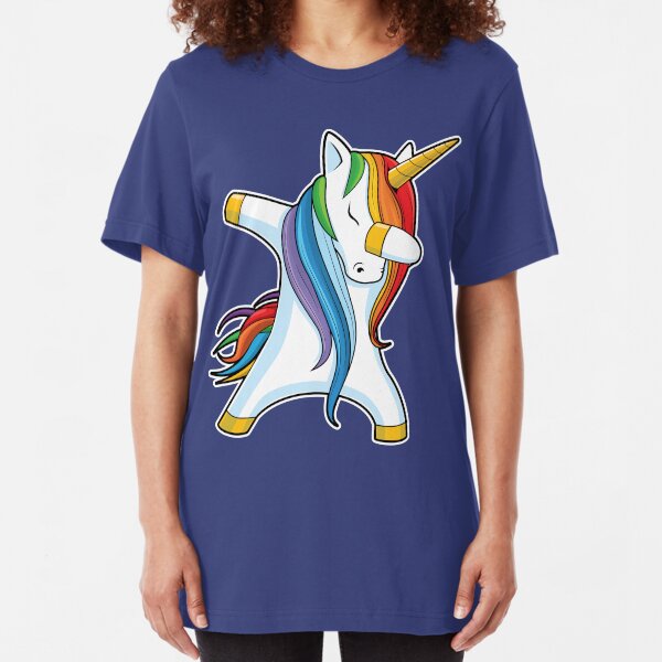 Dabbing Unicorn Shirt Cute Funny Unicorns T shirt Gifts for Kids Girls Boys Women Men Slim Fit T-Shirt