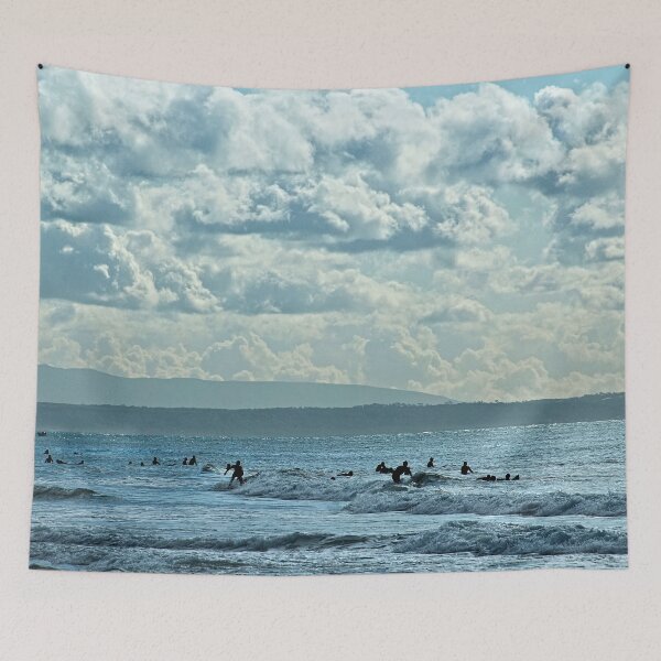 Item preview, Surfers Riding Sea Waves Scenic Seascape designed and sold by Anna Lemos.