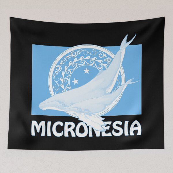 Item preview, Micronesia flag with humpback whales designed and sold by NicGrayGraphic.