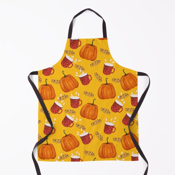 Item preview, Autumn pattern with pumpkin, cookies, mug of cocoa and marshmallow, on orange background designed and sold by hmorena.