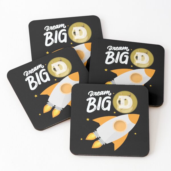 Item preview, DREAM BIG DOGECOIN inspirational QUOTE space Rocket designed and sold by NFTDesignsBLV.