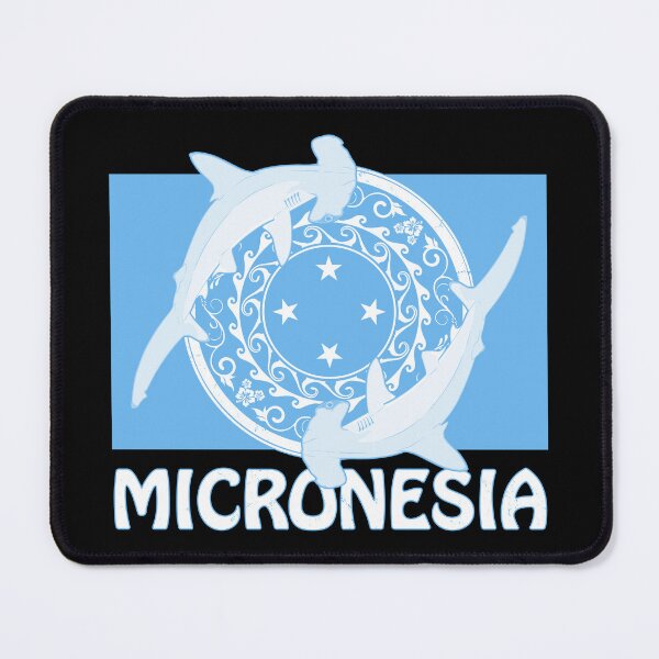 Item preview, Flag of Micronesia with hammerhead sharks designed and sold by NicGrayGraphic.