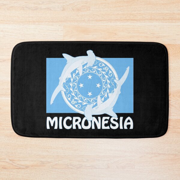 Item preview, Flag of Micronesia with hammerhead sharks designed and sold by NicGrayGraphic.