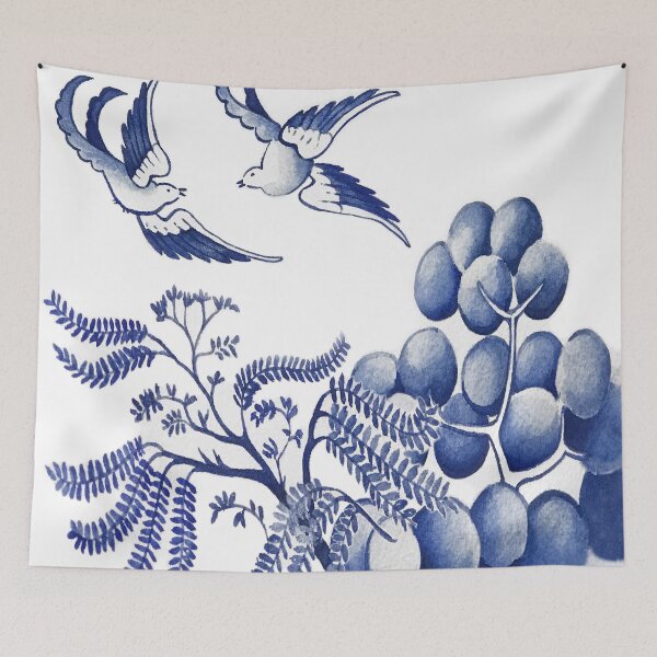 Item preview, Blue Willow Watercolor designed and sold by KimberlyShawArt.