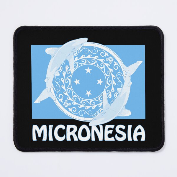 Item preview, Flag of Micronesia with Oceanic Whitetip Sharks designed and sold by NicGrayGraphic.