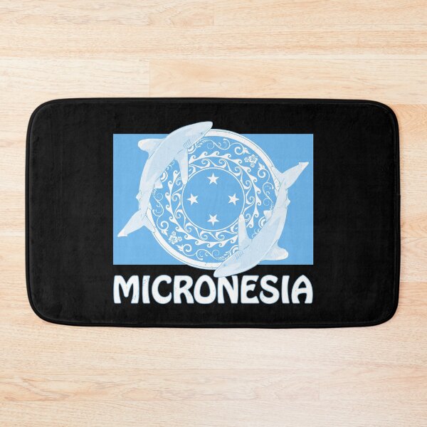 Item preview, Flag of Micronesia with Oceanic Whitetip Sharks designed and sold by NicGrayGraphic.
