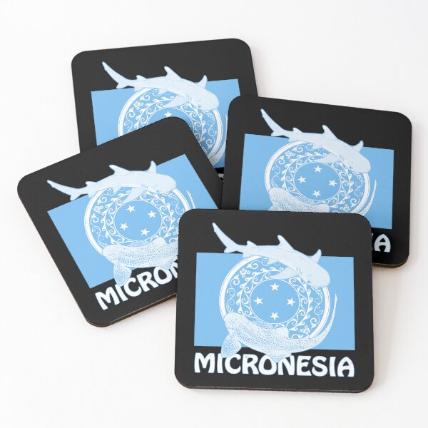 Item preview, Flag of Micronesia with white tip reef shark and zebra shark designed and sold by NicGrayGraphic.