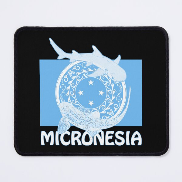 Item preview, Flag of Micronesia with white tip reef shark and zebra shark designed and sold by NicGrayGraphic.