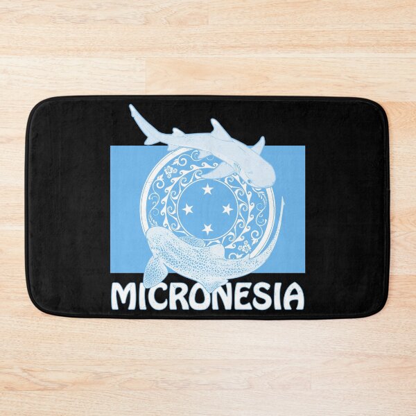 Item preview, Flag of Micronesia with white tip reef shark and zebra shark designed and sold by NicGrayGraphic.