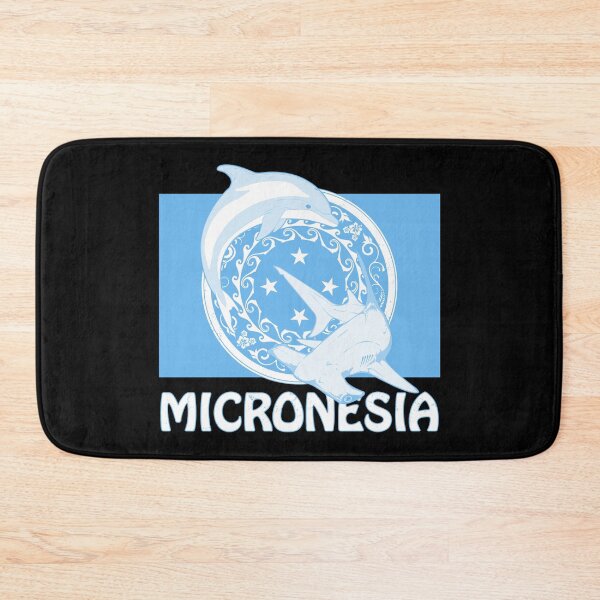 Item preview, Micronesia flag with dolphin and hammerhead shark designed and sold by NicGrayGraphic.