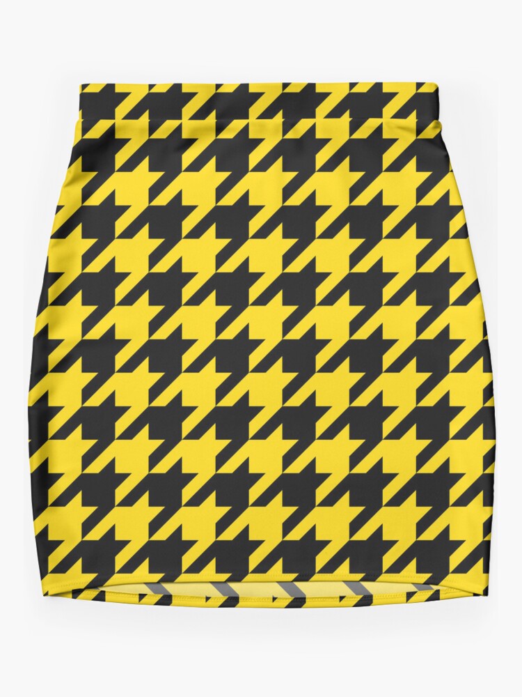 Disover Yellow Houndstooth Mini Skirt