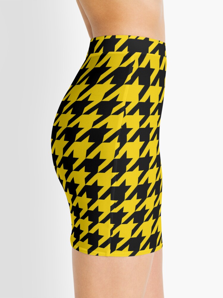 Disover Yellow Houndstooth Mini Skirt