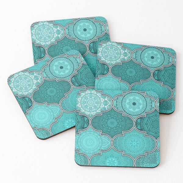 Item preview, Teal Ethnic Indian Abstract Floral Tiles pattern designed and sold by Art-by-Geoff.