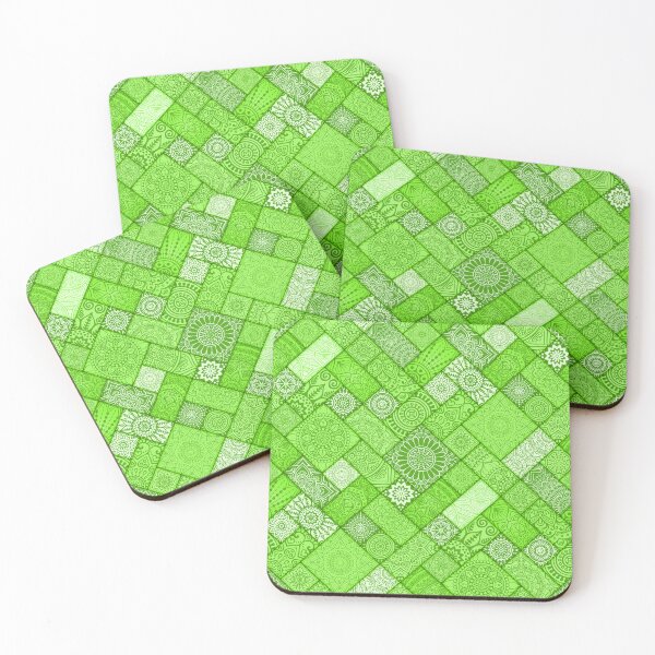 Item preview, Shades of Lime Green Indian Diagonal Floral Tiles pattern designed and sold by Art-by-Geoff.
