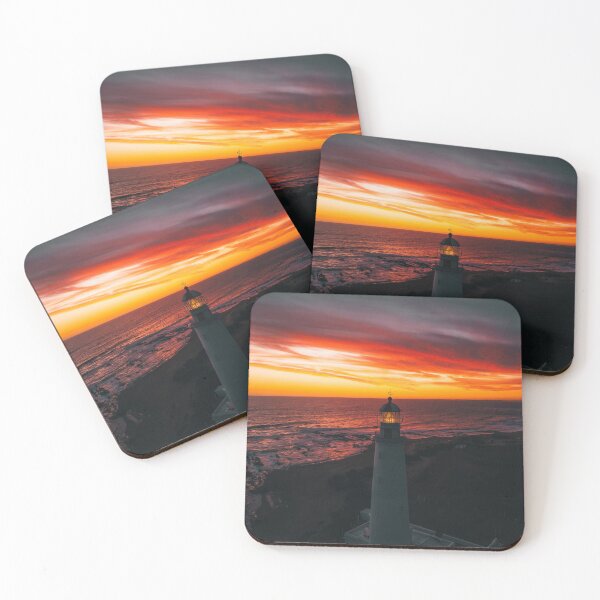 Item preview, Lighthouse On A Sunset Lit Shore designed and sold by Taceo10.