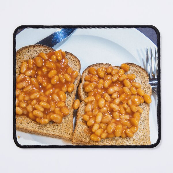 Item preview, Baked beans on toast on white plate designed and sold by krisgreenwood.