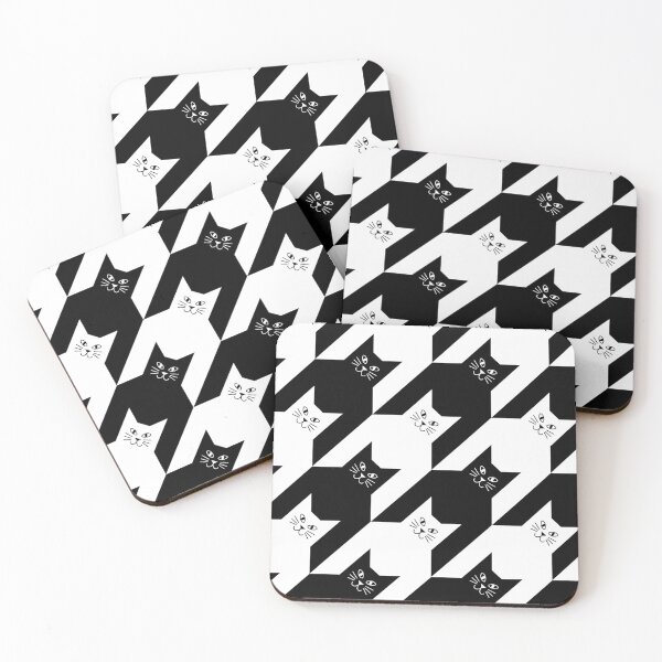 Item preview, Catstooth Black and White Cat Houndstooth Pattern designed and sold by Julie Erin Designs.
