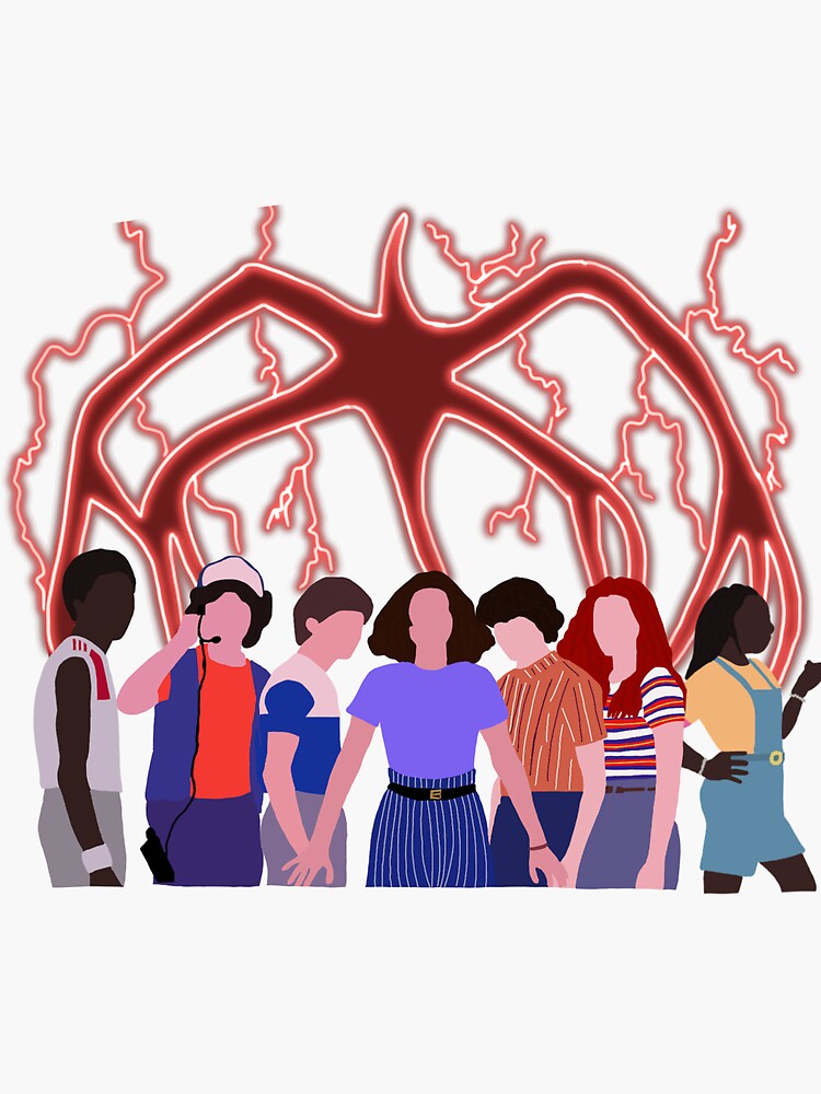 Stranger Things Characters And Mind Flayer Sticker For Sale By Kylie Skyy Redbubble