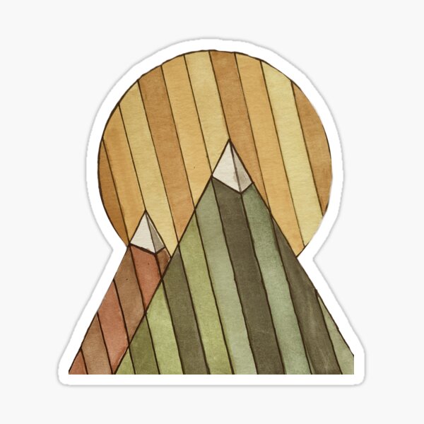 Sepia Geometric Mountain Sun Sticker