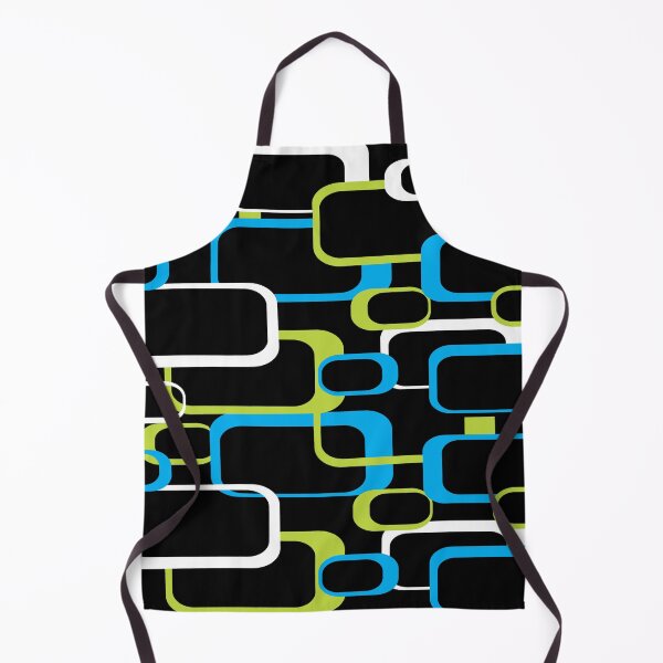 Item preview, Retro Squares Green Blue White Pattern Black Background designed and sold by ValeriesGallery.
