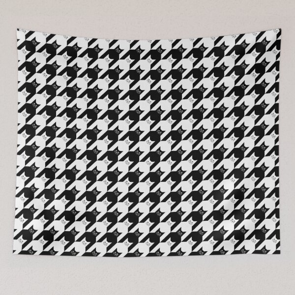 Item preview, Catstooth Black and White Cat Houndstooth Pattern designed and sold by Julie Erin Designs.
