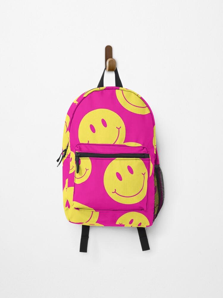 Aesthetic Preppy Patched Backpack in Yellow