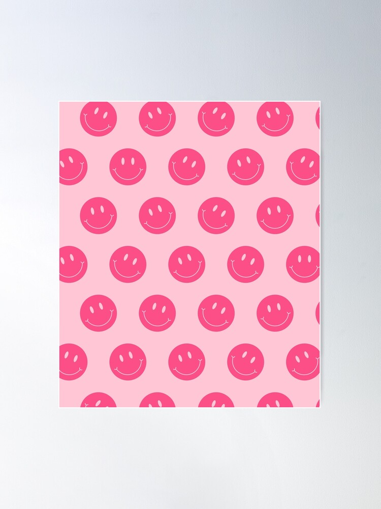 Preppy School Supplies, Preppy Aesthetic, Preppy, Pink, Smile, Smile Face,  Happy Face | Poster