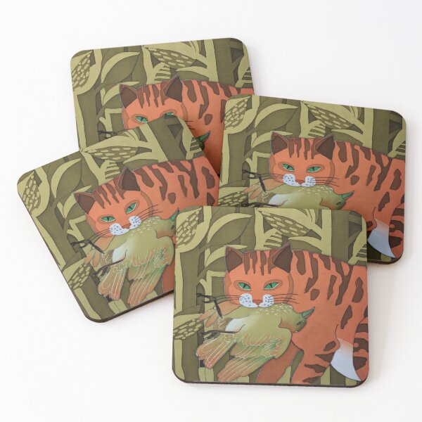 Item preview, A red cat is a hunter with a bird designed and sold by Rashkin.