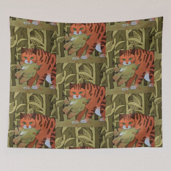 Item preview, A red cat is a hunter with a bird designed and sold by Rashkin.