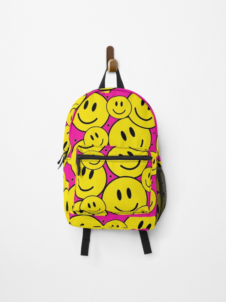 Aesthetic Preppy Patched Backpack in Yellow